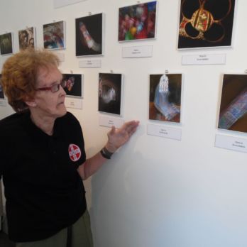 Pat at an exhibition of her work