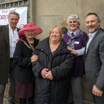 Michael Roberts (Trustee) Mayor of Ramsgate Natalie Bridget Crow (Trustee) & Jason Gerlack (CEO) unveil a plaque