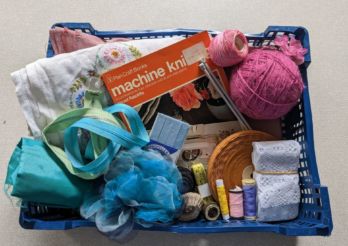 A ScrapStore basket filled with crafting items