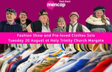 Clothes on hangers and people dressed up in a variety of clothes