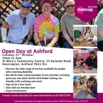 Copy of Copy of open day Ashford for people with a learning Disability at East Kent Mencap